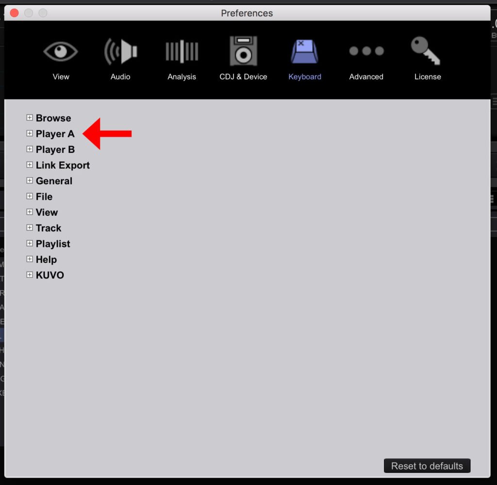 rekordbox keyboard shortcuts