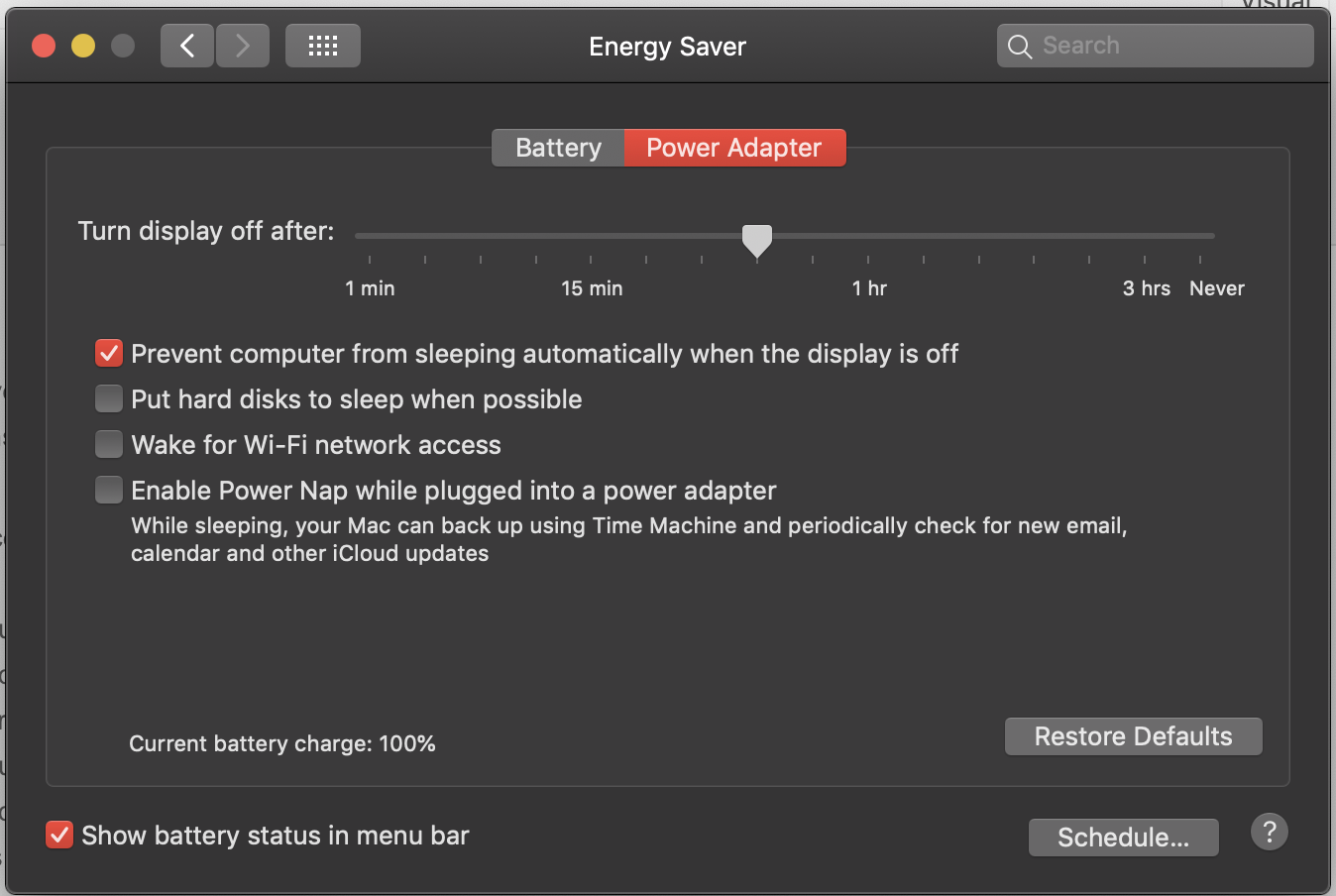 Mac Energy Saving Setting