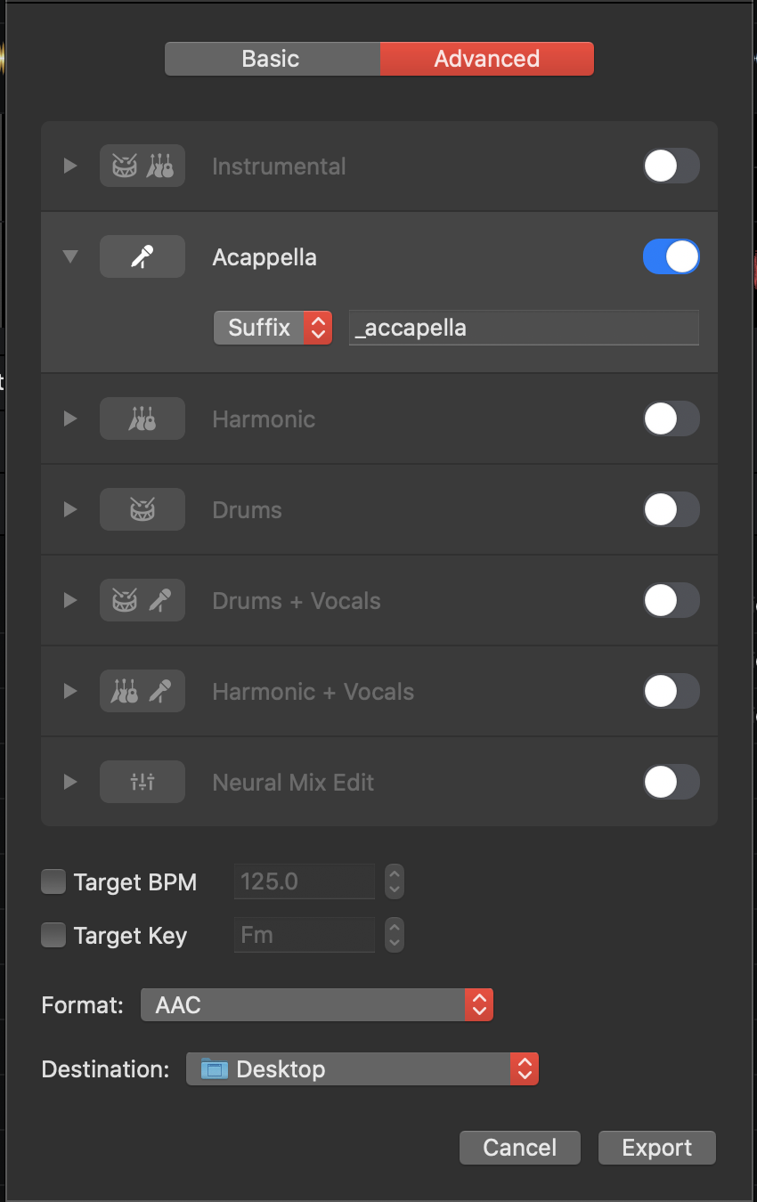 Neural Mix Export