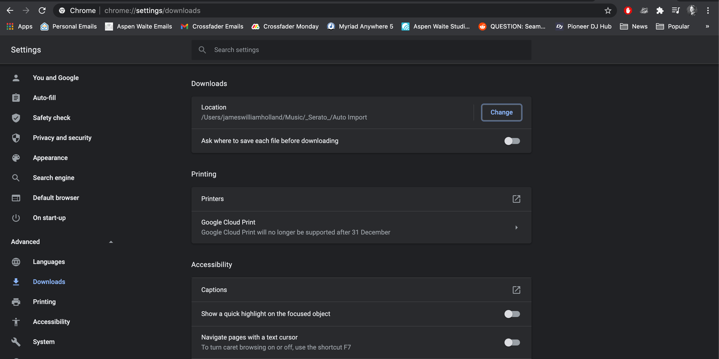 Serato Auto Import Web Browser Settings